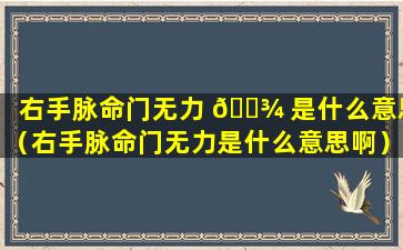 右手脉命门无力 🌾 是什么意思（右手脉命门无力是什么意思啊）